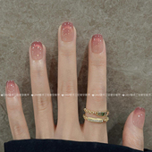 新款 纯手工穿戴甲短款 猫眼法式 星岩极光 简约穿戴美甲中长款 高级