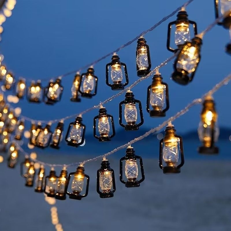 LED太阳能复古煤油灯串户外露营防水野外帐篷氛围摆摊创意装饰灯