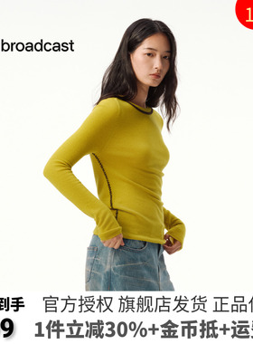 播修身圆领气质针织衫女25秋冬新款显瘦黑色内搭上衣DDS4SD5189