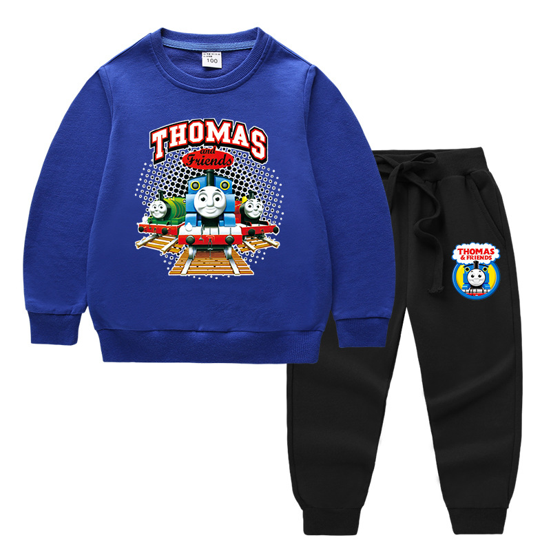 托马斯火车卫衣童装男童长袖长裤薄款春装女童红色宽松上衣秋季