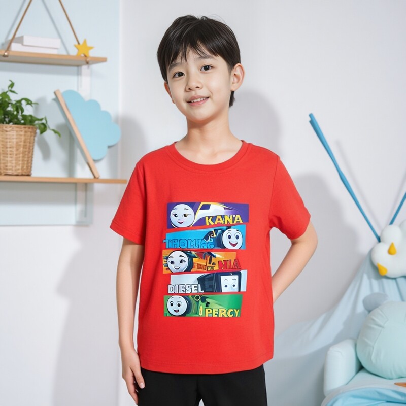 外贸童装纯棉儿童夏装短袖T恤男女童宝宝托马斯Thomas小火车衣服