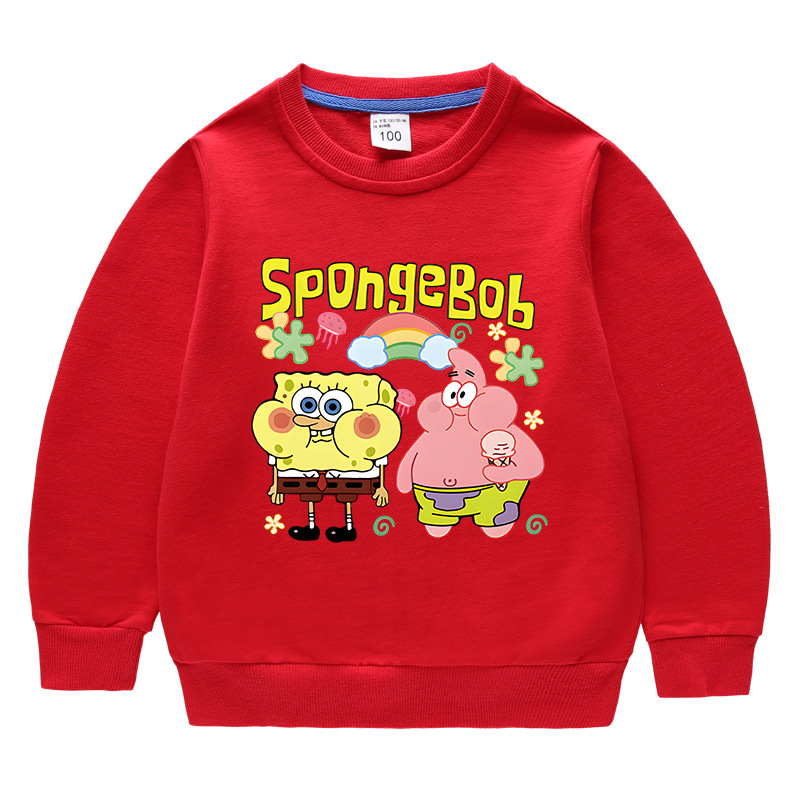 海绵宝宝派大星男童女童纯棉卫衣春秋薄款外套外贸百分百棉童装潮