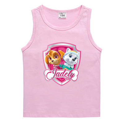 儿童无袖运动外穿吸汗背心纯棉汪汪队全棉透气童男女童装夏天休闲