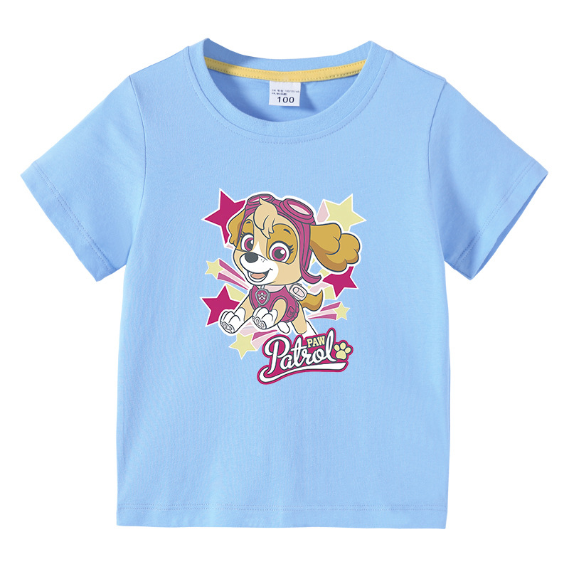 汪汪队PAW Patrol天天Skye纯棉儿童短袖T恤女童上衣小女孩夏装6岁