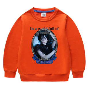 亚当斯冷酷女童纯棉卫衣春秋薄款外套外贸棉质童装女孩上衣9岁10