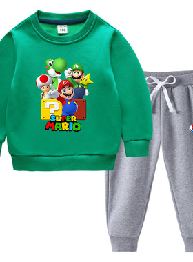 马里奥Mario童装加绒卫衣卫裤两件套男童儿童女冬季深秋外套裤子