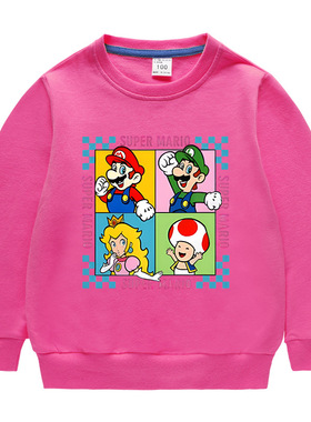 马里奥Mario男童女童纯棉卫衣春秋薄款外套外贸百分百棉童装上衣