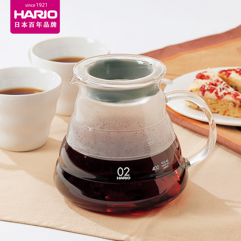 日本HARIO原装进口手冲咖啡分享壶/耐热玻璃云朵壶/V60滴滤式下壶