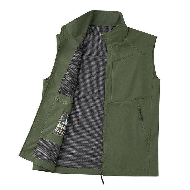 新款春秋季男士休闲马甲户外运动坎肩透气薄款外套时尚钓鱼马夹多