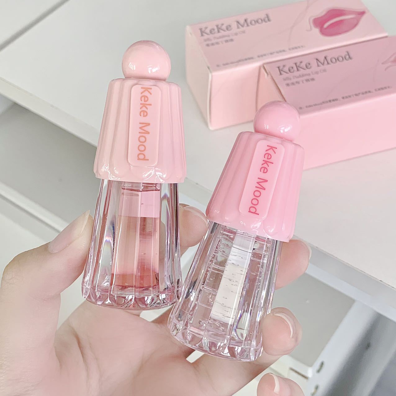 keke mood布丁水果唇彩滋润保湿不拔干透明唇蜜水嫩润唇膏口红