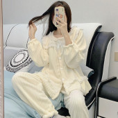 珊瑚绒睡衣女加厚公主ins风甜美可爱法兰绒家居服套装 秋冬季 长袖