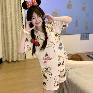 纯棉可外穿甜美家居服套装 短裤 睡衣女短袖 可爱卡通Hellokitty夏季