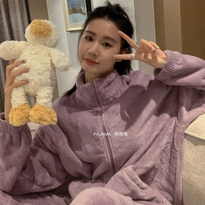 卡仙米女珊瑚绒加厚睡衣