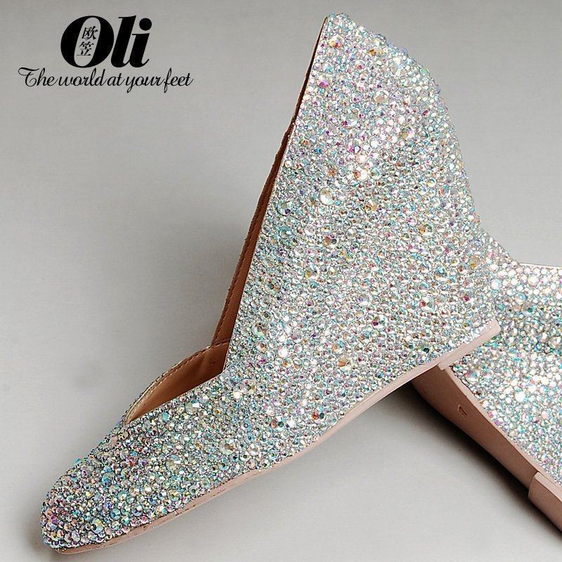 小众设计感婚鞋新娘鞋孕妇大码坡跟水钻单鞋银色高跟鞋水晶鞋圆头