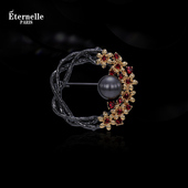 Eternelle法国永恒花环映珠胸针复古轻奢设计感高档配饰领针胸花