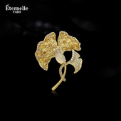 Eternelle法国永恒波希米亚风银杏叶胸针小众设计领针别针扣胸花