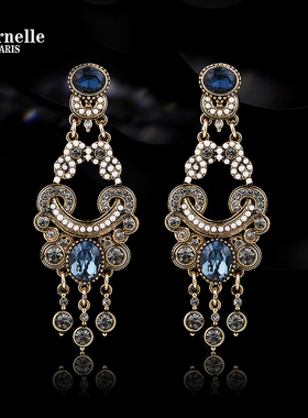 法国Eternelle巴洛克女复古宫廷耳环气质耳坠女耳饰长款流苏耳钉