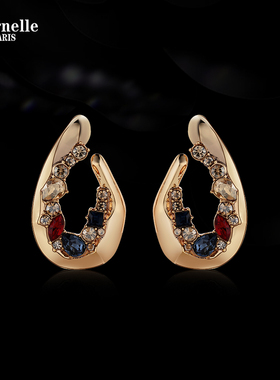 法国Eternelle奥地利水晶耳环法式复古时髦个性耳饰女繁花老钱风