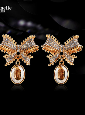 法国Eternelle欧美复古蝴蝶结耳饰女高档小众轻奢高级感耳环新款