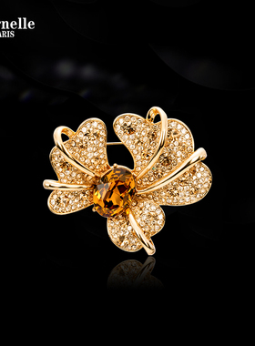 Eternelle法国永恒欧美复古鸢尾花胸针女高档饰品奥地利水晶胸花