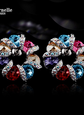 法国Eternelle奥地利水晶耳钉 幸福摩天轮耳环耳饰女友生日礼物