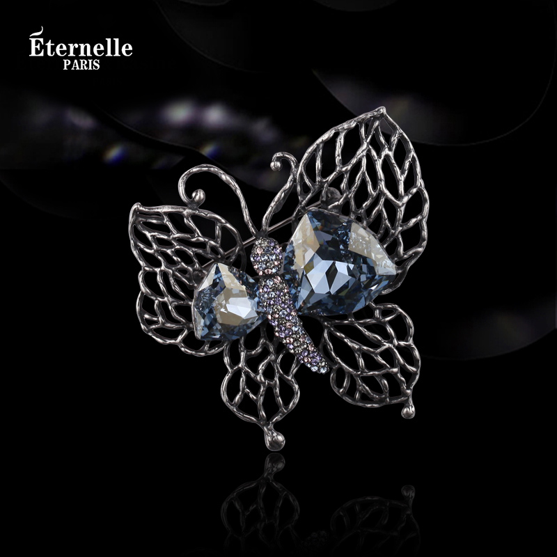 eternelle法国蝴蝶水晶丝巾扣
