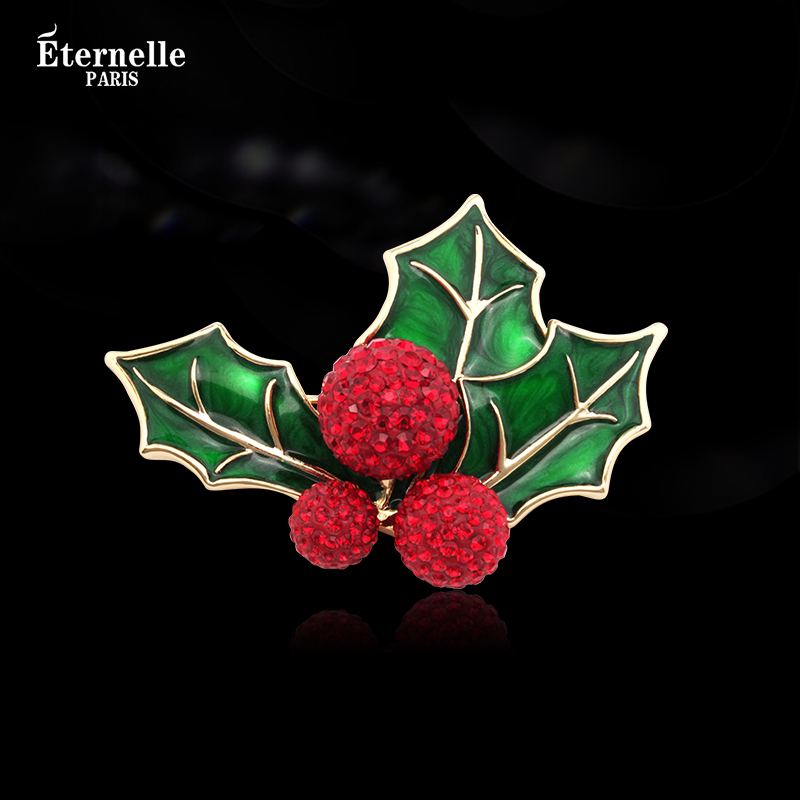 Eternelle原创设计圣诞冬青胸针