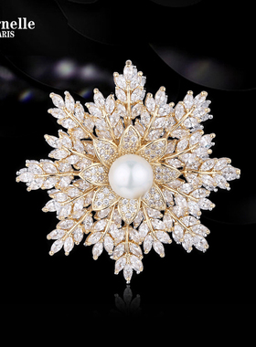 Eternelle法国永恒设计感胸花女气质雪花胸针高档精致丝巾扣礼物