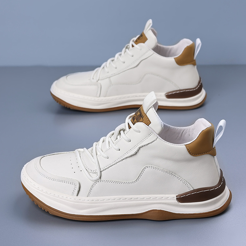 头层牛皮高帮男士运动鞋