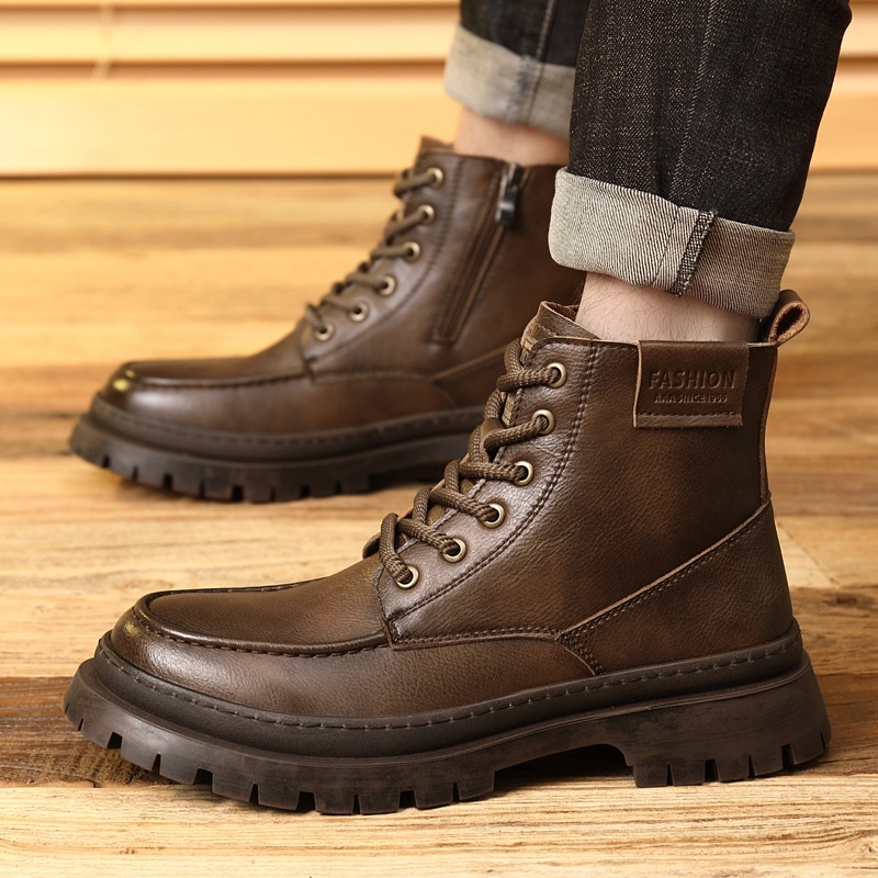 2025新款户外马丁靴皮面高帮靴子