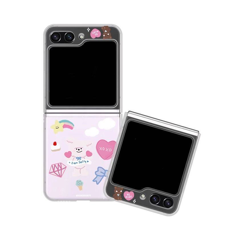 爱心兔子适用三星zflip6手机壳flip5折叠屏4代W25flip小清新潮款