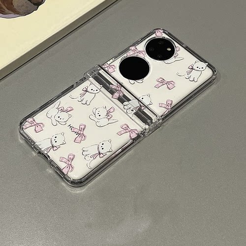 可爱蝴蝶结猫咪小兔华为Pocket2手机壳mixfip透明vflip/n3/z6折叠