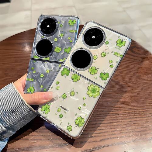 幸运四叶草 适用Pocket2三星ZFLIP3/4/5轻薄OPPON2/N3FLIP手机壳