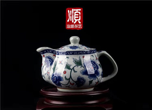 1升陶瓷茶壶大号泡茶壶带过滤网青花瓷小茶壶家用瓷壶1000毫升