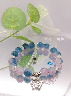 新款爆裂琉璃珠珠手链日韩闺蜜女diy串珠包邮