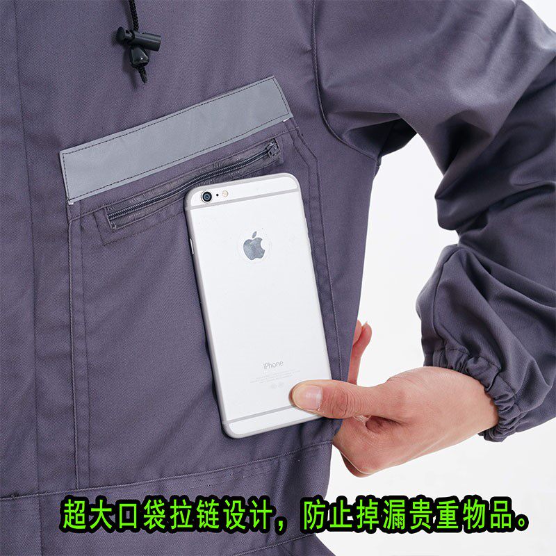 防尘连体工作服带帽套装男女大码棉汽修车工程喷漆劳保工装