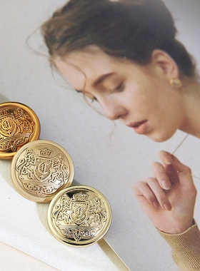 金属圆形凸面盾牌雾金纽扣羊呢大衣毛衣针织皮衣外套西装装饰扣子