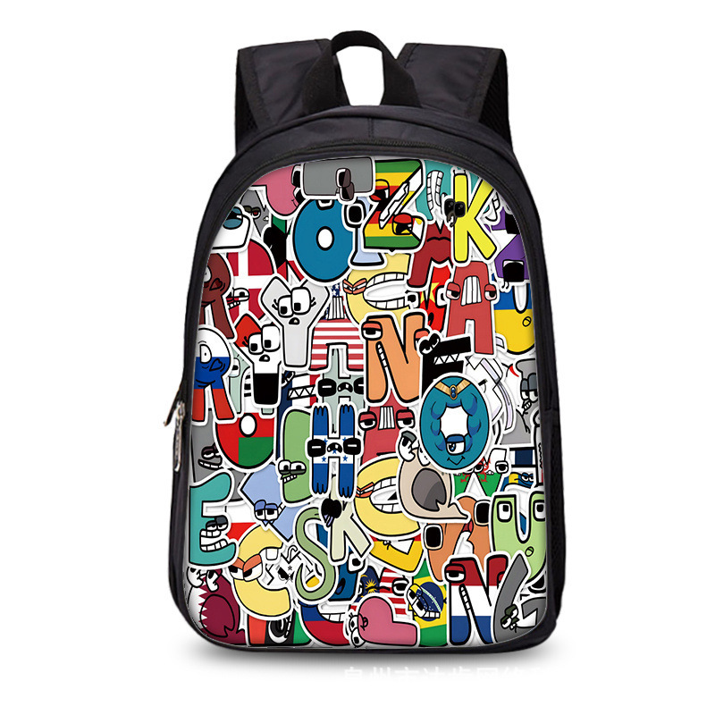 游戏周边Alphabet Lore书包 字母传说印花学生35厘米双层双肩背包