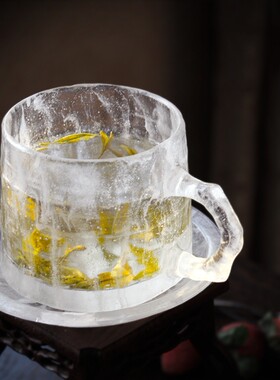 冰冻烧琉璃马克杯大容量喝水泡茶杯日式手工玻璃咖啡杯碟套装礼盒
