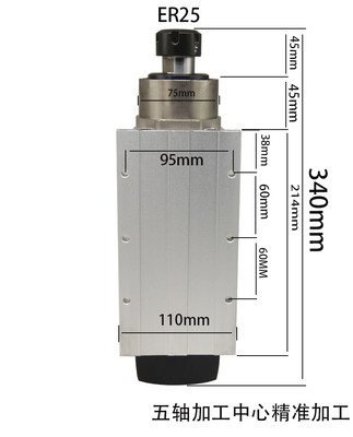 低速主轴 打孔专用主轴 1.5KW 雕刻机电主轴 高速电机95*82