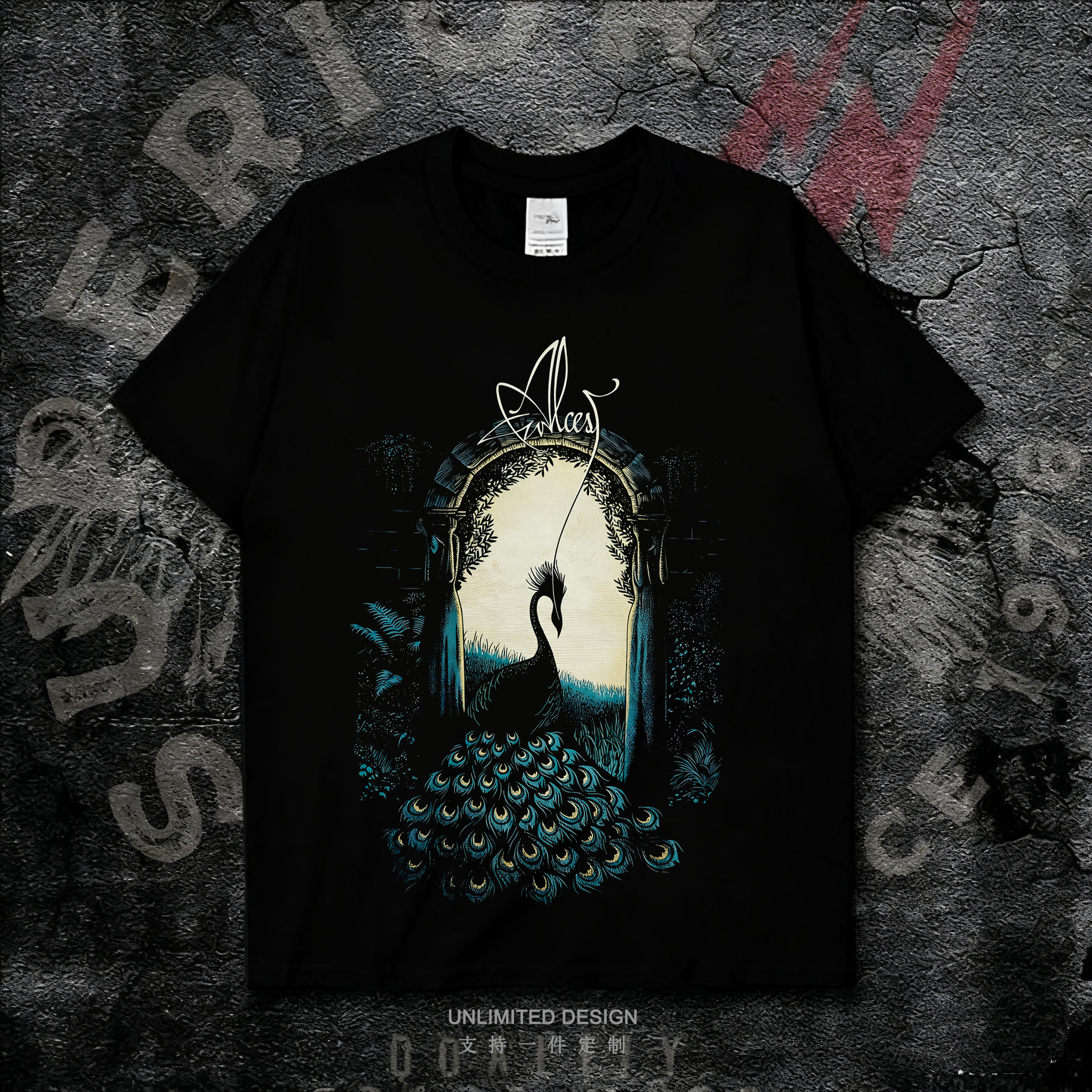 黑色短袖T恤男女款印花纯棉上衣