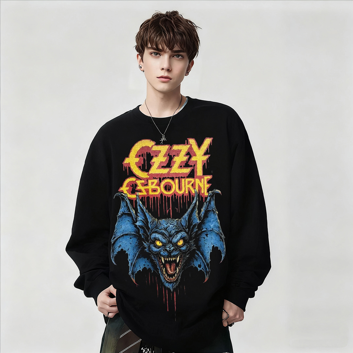 Ozzy Osbourne摇滚乐队周边印花长袖T恤男女款黑色纯棉上衣春秋冬