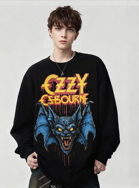 Ozzy Osbourne摇滚乐队周边印花长袖T恤男女款黑色纯棉上衣春秋冬