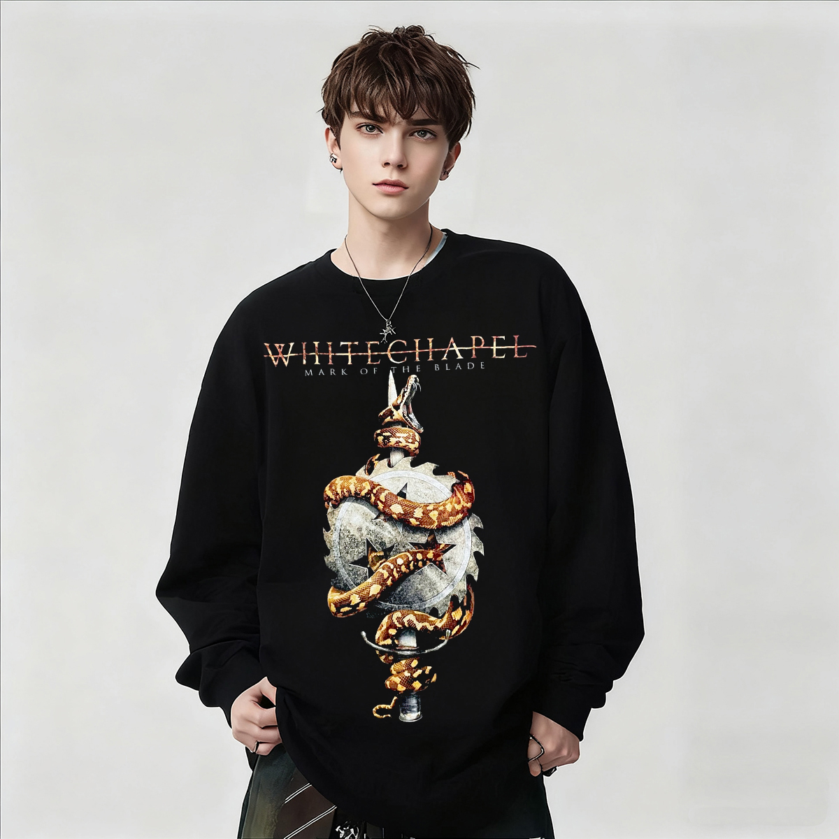 欧美Whitechapel乐队印花长袖T恤男黑色摇滚痞帅纯棉上衣内搭春秋