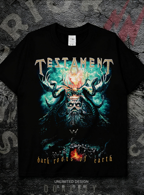 Testament圣约乐队黑色短袖T恤男摇滚骷髅头印花纯棉上衣宽松型夏