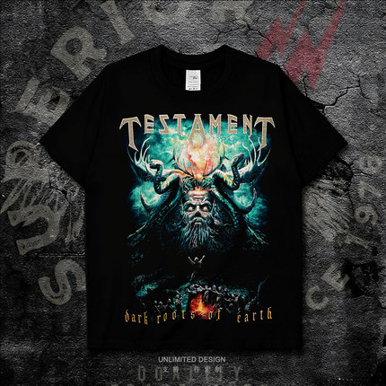 Testament圣约乐队黑色短袖T恤男摇滚骷髅头印花纯棉上衣宽松型夏