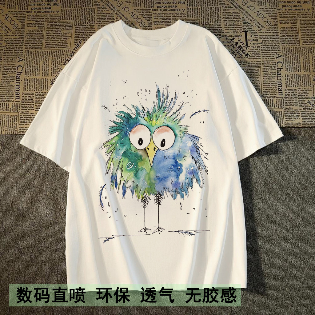 简约潮牌美式复古印花短袖T恤