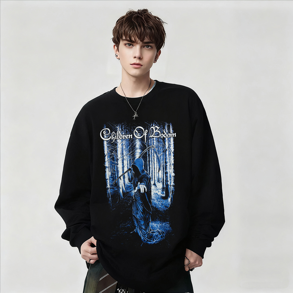 长袖T恤男女款摇滚印花纯棉上衣