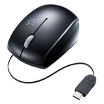 日本SANWA伸缩有线鼠标typec小巧适用苹果Mac手机平板小米pro便携