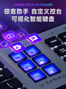 日本SANWA有线键盘智能磨砂LCD宏可视化stream deck控制台剪刀脚